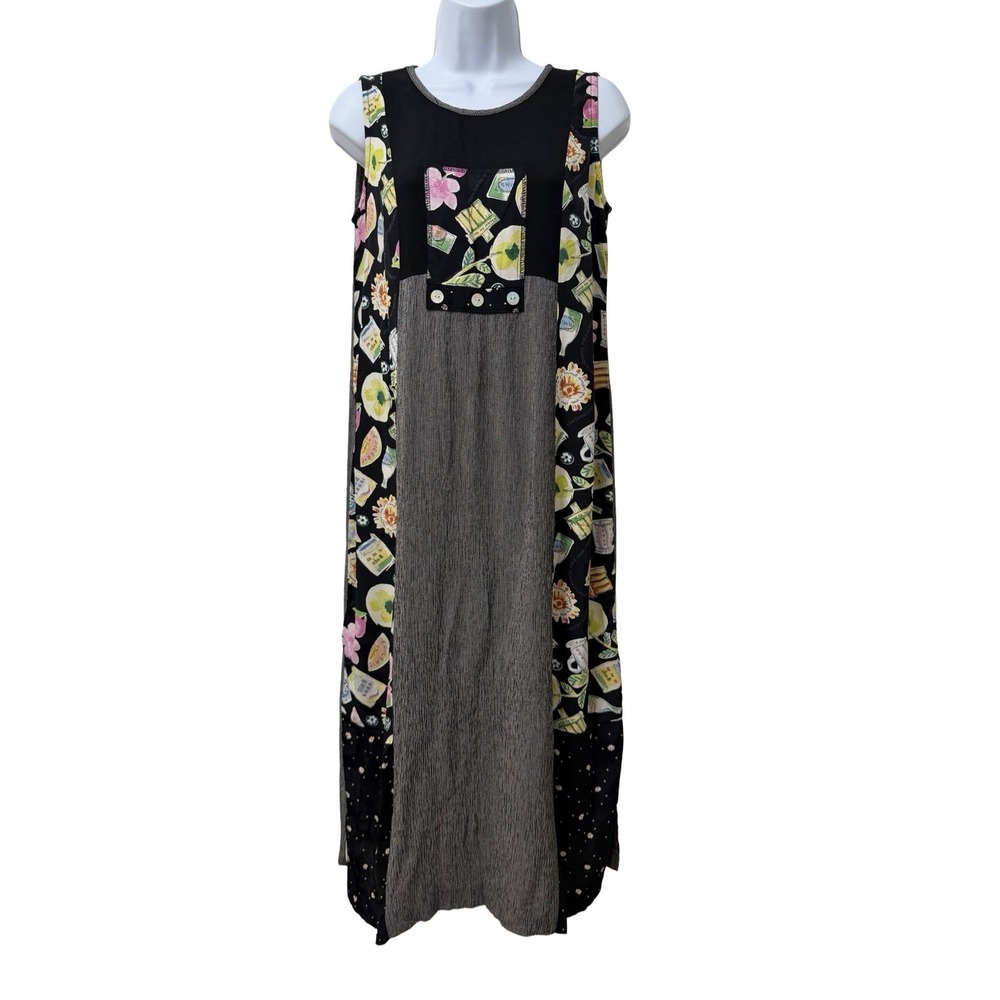 Vintage Naturally Yours Womens Sleeveless Jumper Maxi Dress Size S Floral Garden
